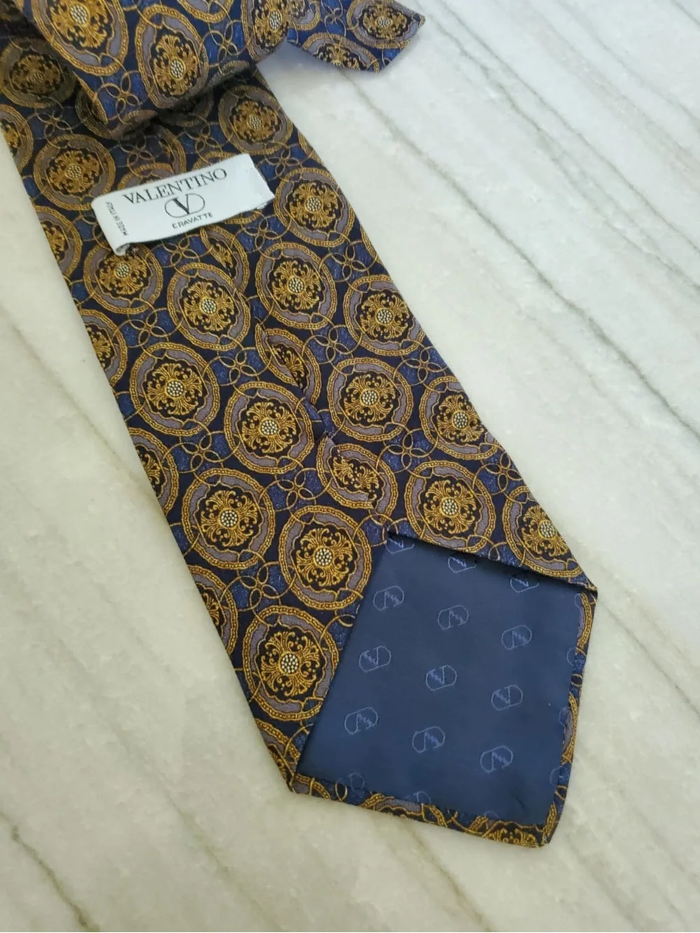 VALENTINO Rare Silk Necktie with Valentino's Logo Made in Italy